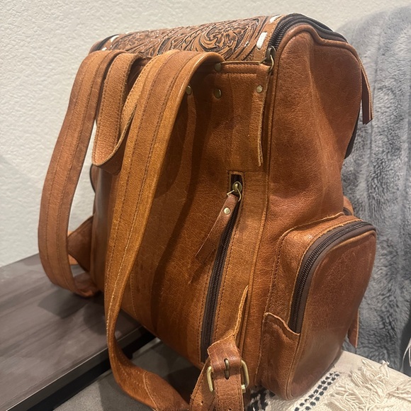 Tooled Leather Western Diaper Bag - Picture 4 of 5